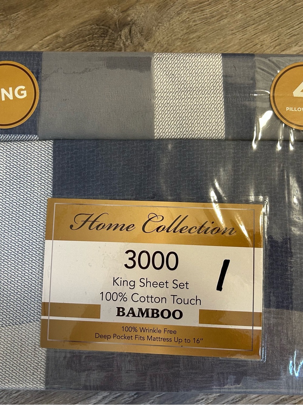 Home Collection 3000 King Sheet Set Plaid Bamboo King Sheet Set NWT